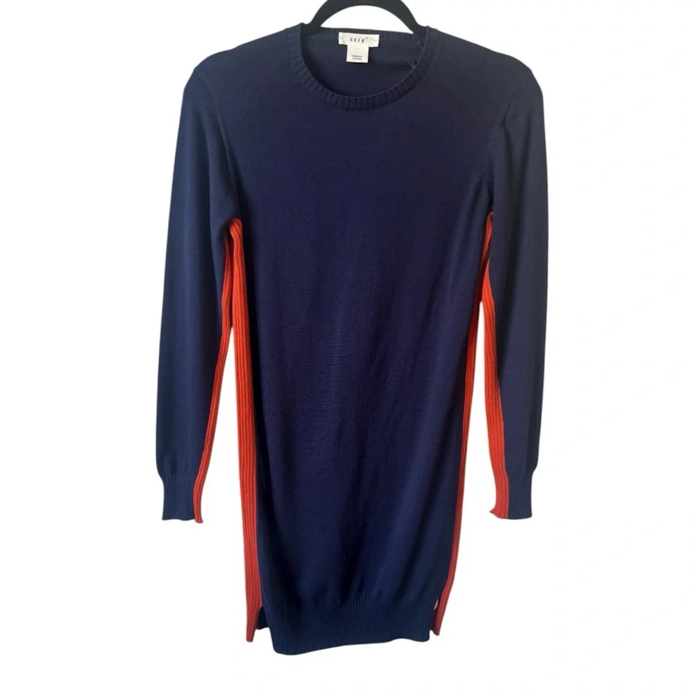 NWT SKFK Domeka Navy Organic Cotton Colorblock Sweater Dress Size 14